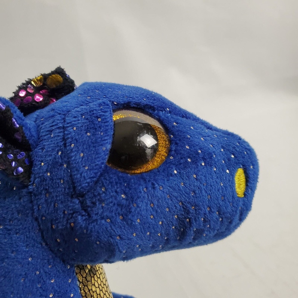 Ty Dragon Plush Saffire Blue Rainbow Glitter Eyes Stuffed Animal 6" - Picture 10 of 11